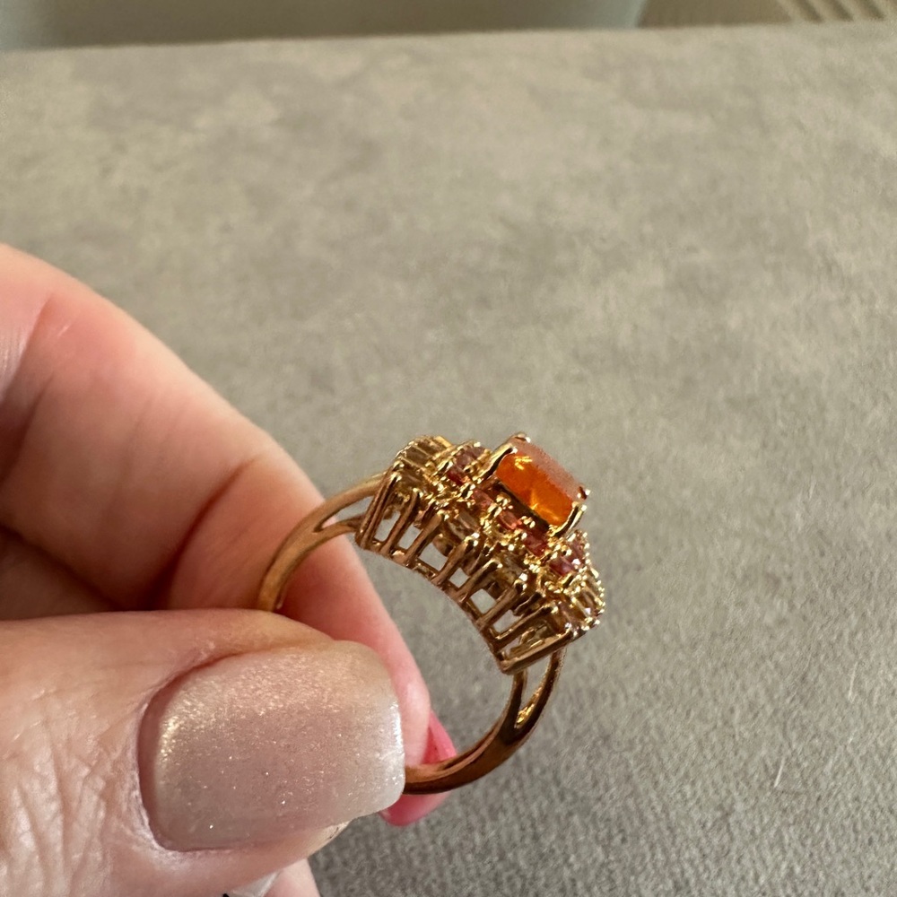 Fire opal with sapphire & Citrine accents 10yg Ring - Picture 11 of 11